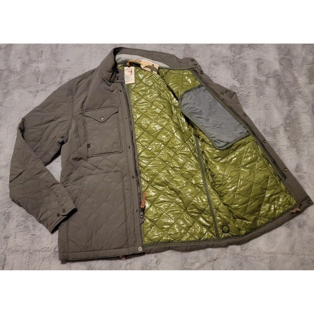 Relwen Quilted Tanker Jacket Mens Large Dark Loden Lined Insulated Puffer Zip